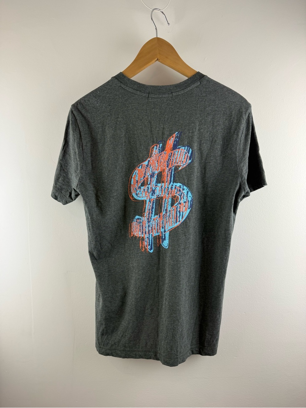 Andy Warhol by DOHC Dollar Sign Graphic Tee Grey Size Medium Fits Small